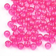 Transparent Acrylic Beads, Round, Deep Pink, 4x3.5mm, Hole: 1mm, about 16660pcs/500g(MACR-S272-15C)