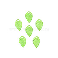 Transparent Acrylic Charms, Leaf, Lime Green, 13.5x8.5x2mm, Hole: 1.6mm(X-TACR-T012-04)