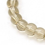 4mm Transparent Round Glass Beads Strands Spacer Beads, Dark Khaki, 4mm, Hole: 0.5mm, about 84pcs/strand, 13 inch(X-GR4mm38Y)
