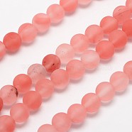 Cherry Quartz Glass Beads Strands, Frosted, Round, 8mm, Hole: 1mm, about 48pcs/strand, 15.1 inch(X-G-D684-8mm)