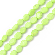 Natural Turpuoise Beads Strands, Dyed, Flat Oval, Pale Green, 9x7~8x3~4mm, Hole: 0.6mm, about 43pcs/strand, 15.35''~15.71''(39~39.9cm)(G-P494-A01)
