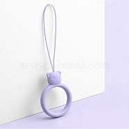 Ring with Bear Shapes Silicone Mobile Phone Finger Rings, Finger Ring Short Hanging Lanyards, Lilac, 9.5~10cm, Ring: 40x30x9mm(MOBA-PW0001-20D)