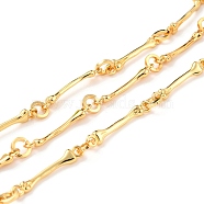 Brass Bar Link Chains, Long-Lasting Plated, Unwelded, Bar & Round, with Spool, Cadmium Free & Nickel Free & Lead Free, Real 18K Gold Plated, Link: 35x5.5x3.5mm, 8x1.5mm(CHC-C020-14G-NR)