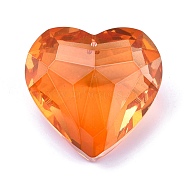 K9 Glass Rhinestone Pendants, Faceted, Heart, Topaz, 44x45.5x27.5mm, Hole: 1.4mm(GLAA-Q087-02)
