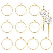 12Pcs 304 Stainless Steel Open Back Bezel Pendants, Ring Charms, for Epoxy Resin Crafts, Golden, 27.5x24.5x3mm, Hole: 1.8mm(STAS-UN0050-50G)