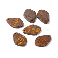 Natural Tiger Iron Pendants, Rhombus, 35.5~36x24.5~25.5x3~5mm, Hole: 1.8~2mm(G-B030-09)