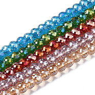 Electroplate Transparent Glass Beads Strands, AB Color Plated, Faceted, Round, Mixed Color, 8x6mm, Hole: 1.4mm, about 80~81pcs/strand, 18.11~19.29 inch(46cm~49cm)(EGLA-Q125-005)