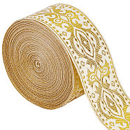 Ethnic Style Polyester Silk Grosgrain Ribbon, Double-Face, Floral Pattern, Linen, 1/8 inch(3.3mm), about 7.66 Yards(7m)/Bag(OCOR-GF0001-79C)