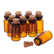 Glass Bottle, with Cork Plug, Column, Chocolate, 1.3x2.4cm, Hole: 0.6cm, Capacity: 1ml(0.03 fl. oz)(CON-BC0001-48)