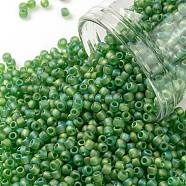 TOHO Round Seed Beads, Japanese Seed Beads, (167F) Transparent AB Frost Peridot, 11/0, 2.2mm, Hole: 0.8mm, about 5555pcs/50g(SEED-XTR11-0167F)