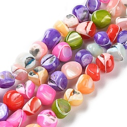 Natural Trochus Shell Dyed Beads Strands, Nuggets, Colorful, 7.5~8x6~8x6.8mm, Hole: 1mm, about 56pcs/strand, 15.91''(40.4cm)(BSHE-E030-01)