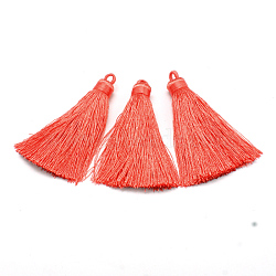 Nylon Tassel Big Pendant Decorations, Tomato, 70~74x11mm, Hole: 4mm(NWIR-I003-04)