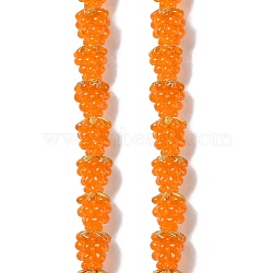 Handmade Lampwork Beads Strands, Raspberry, Orange, 12.5x12.5mm, Hole: 1.4mm, about 20pcs/strand, 9.84''(25cm)(LAMP-Q036-05E)