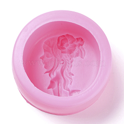 Food Grade Silicone Molds, Fondant Molds, For DIY Cake Decoration, Chocolate, Candy, UV Resin & Epoxy Resin Jewelry Making, Beautiful Girl, Deep Pink, 79x37mm, Inner Diameter: 63mm(X-DIY-L026-162)