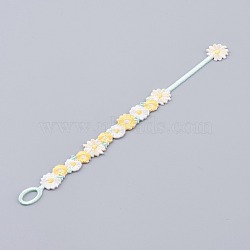 Polyester Cord Bracelets, Daisy Flower, Yellow, 7-5/8 inch(19.5cm)(BJEW-H535-06)