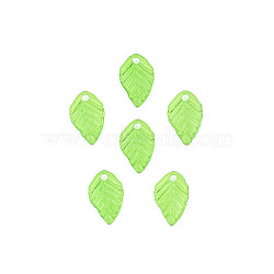 Transparent Acrylic Charms, Leaf, Lime Green, 13.5x8.5x2mm, Hole: 1.6mm(X-TACR-T012-04)