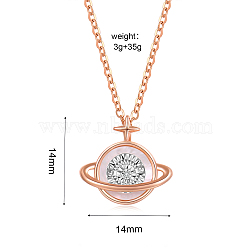 Planet Fashion Moissanite and Cubic Zirconia Pendant Necklaces, with Brass Cable Chain for Women Daily Wear, Crystal(XI3988)