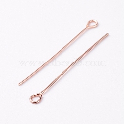 Brass Eye Pins, Rose Gold, 30.5x2.5x1.5mm, Hole: 1mm, Pin: 0.6mm, 100pcs/bag(KK-TAC0002-19RG)