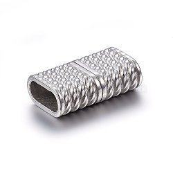 304 Stainless Steel Magnetic Clasps with Glue-in Ends, Rectangle, Stainless Steel Color, 20x13x7mm, Hole: 4.5x10mm(STAS-E440-33B-P)
