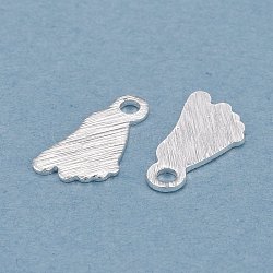 Brass Charms, Foot, 925 Sterling Silver Plated, 9x5x0.5mm, Hole: 1.2mm(KK-Y003-14S)