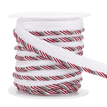 10 Yards Polyester Ribbon, Single Edge with Diagonal Stripe, for Garment Accessories, Dark Red, 3/8 inch(10mm)
