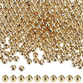 304 Stainless Steel Beads, Round, Golden, 4x3.5mm, Hole: 1.6mm, 300pcs/box