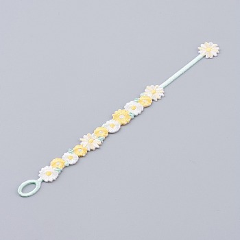 Polyester Cord Bracelets, Daisy Flower, Yellow, 7-5/8 inch(19.5cm)