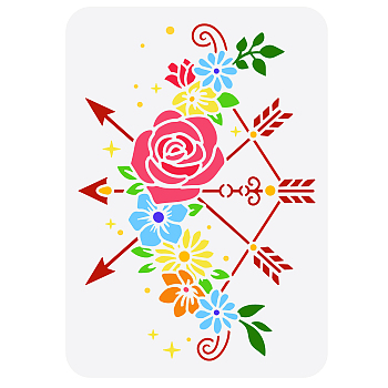 Plastic Drawing Painting Stencils Templates, for Painting on Scrapbook Fabric Tiles Floor Furniture Wood, Rectangle, Flower Pattern, 29.7x21cm