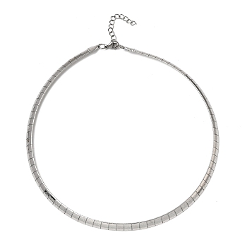 6MM 304 Stainless Steel Flat Snake Chain Necklaces, Tarnish Free, Stainless Steel Color, 18.11 inch(46cm)