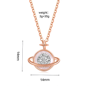 Planet Fashion Moissanite and Cubic Zirconia Pendant Necklaces, with Brass Cable Chain for Women Daily Wear, Crystal