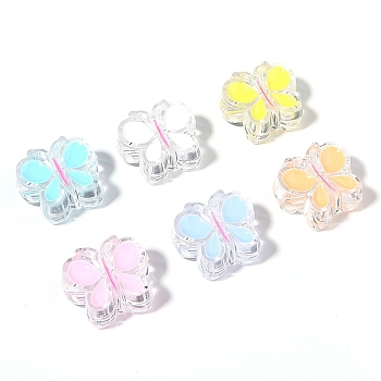 Random color Transparent Acrylic Beads, Animal, Butterfly Pattern, 21mm
