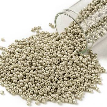 TOHO Round Seed Beads, Japanese Seed Beads, Frosted, (558F) Matte Galvanized Khaki, 11/0, 2.2mm, Hole: 0.8mm, about 1110pcs/10g
