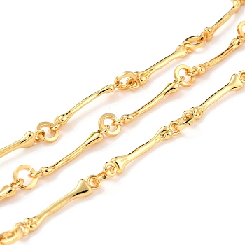 Brass Bar Link Chains, Long-Lasting Plated, Unwelded, Bar & Round, with Spool, Cadmium Free & Nickel Free & Lead Free, Real 18K Gold Plated, Link: 35x5.5x3.5mm, 8x1.5mm