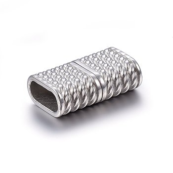 304 Stainless Steel Magnetic Clasps with Glue-in Ends, Rectangle, Stainless Steel Color, 20x13x7mm, Hole: 4.5x10mm