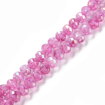 Transparent Electroplate Glass Beads Strands, Faceted, Round, AB Color Plated, Camellia, 6x5.5mm, Hole: 1.2mm, about 70pcs/strand, 14.84 inch(37.7cm)
