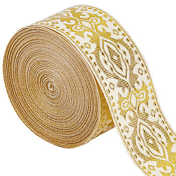 Ethnic Style Polyester Silk Grosgrain Ribbon, Double-Face, Floral Pattern, Linen, 1/8 inch(3.3mm), about 7.66 Yards(7m)/Bag