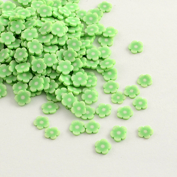 Handmade Polymer Clay Nail Art Decoration Accessories, Flower, Spring Green, 5~6x1mm