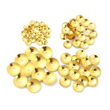 400Pcs 4 Styles Iron Bead Cones, Disc, Golden, 4~10x1mm, Hole: 1mm