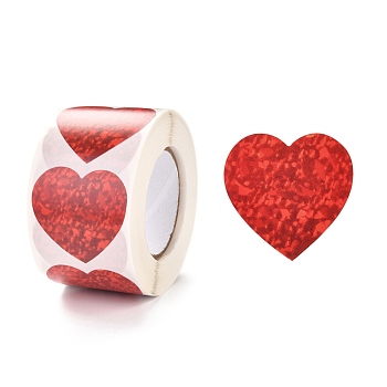 Valentine's Day Themed Self-Adhesive Stickers, Heart Roll Sticker, for Party Decorative Presents, Red, 3.8x3.8cm, 500pcs/roll
