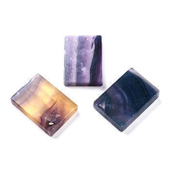 Natural Fluorite Beads, No Hole/Undrilled, for Wire Wrapped Pendant Making, Rectangle, 34x24x6~7.5mm