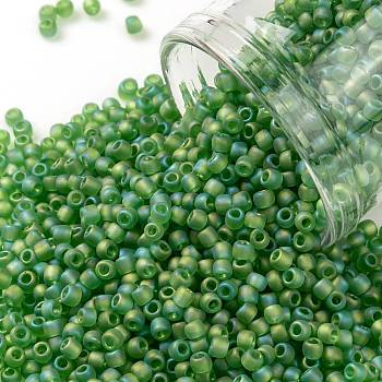 TOHO Round Seed Beads, Japanese Seed Beads, (167F) Transparent AB Frost Peridot, 11/0, 2.2mm, Hole: 0.8mm, about 5555pcs/50g