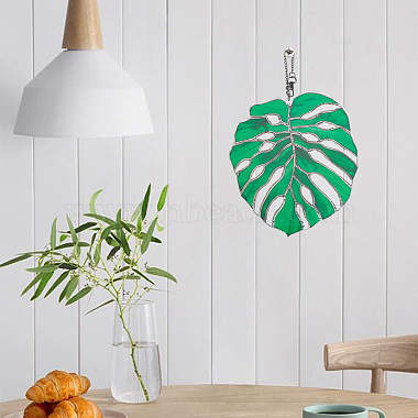 Monstera Leaf Acrylic Pendant Decorations(HJEW-WH0043-33B)-6