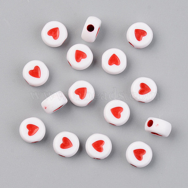 7mm Red Flat Round Acrylic Beads