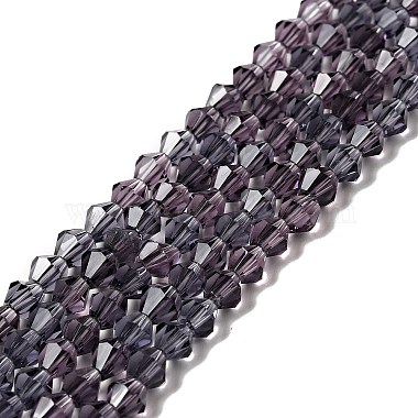 4mm Purple Bicone Glass Beads
