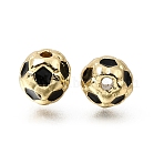 Brass Enamel Beads, Football, Golden, 8mm, Hole: 1.6mm(KK-Z163-06G-B01)