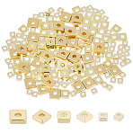 180Pcs 3 Styles Square Brass Spacer Beads, Real 14K Gold Plated, 2~4x2~4x1mm, Hole: 1~1.3mm(KK-DR0001-31)