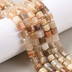 Natural Multi-Moonstone Beads Strands, Column, with Seed Beads, 9.5~11x5.5~7mm, Hole: 1mm, about 40~47pcs/strand, 15.75''(40cm)~15.94''(40.5cm)(G-K245-C15)