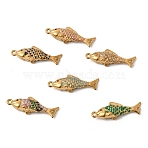 304 Stainless Steel Enamel Fish Connector Charms, Ion Plating(IP), Golden, Mixed Color, 25.5x9x5.5mm, Hole: 1.2mm and 1mm(STAS-B128-54G)