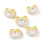 Handmade Polymer Clay Beads, Cat Shape, Yellow, 15~18x18~20x10~13mm, Hole: 1.7~1.9mm(PY-CBABDB7-04A)