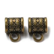 Tibetan Style Hangers, Bail Beads, Lead Free & Cadmium Free & Nickel Free, Column, Antique Bronze Color, 11x8x6mm, Hole: 2mm, Inner Diameter: 5mm(X-TIBEB-A0417-AB-FF)